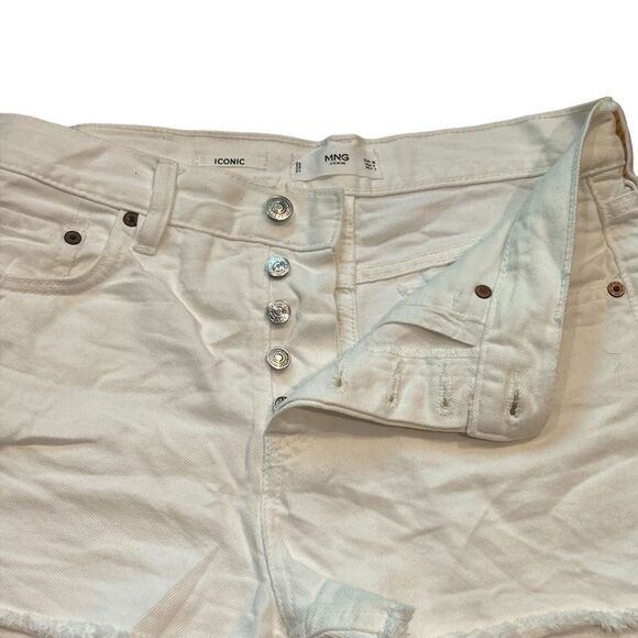 Mango Iconic Denim Shorts With Frayed Hem White Size 4 - Picture 11 of 14